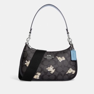 🇺🇸coach แท้100%🇺🇸กระเป๋าสะพายไหล่ CC775 Teri In Signature Canvas Happy Dog Print Coated-canvas Tote