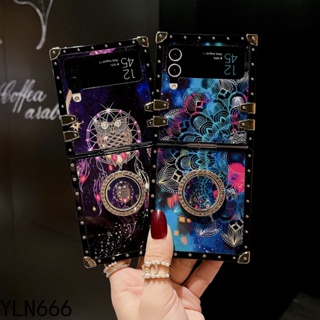 เคสโทรศัพท์มือถือ ทรงสี่เหลี่ยม กันกระแทก พร้อมสายคล้อง หรูหรา สําหรับ Samsung Galaxy Z Flip3 5G Z Flip4 5G