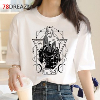 เสื้อยืดวินเทจ anubis เสื้อยืดด้านบนฤดูร้อนผู้ชายด้านบน 2022 ulzzang พิมพ์คู่เสื้อยืด tumblr