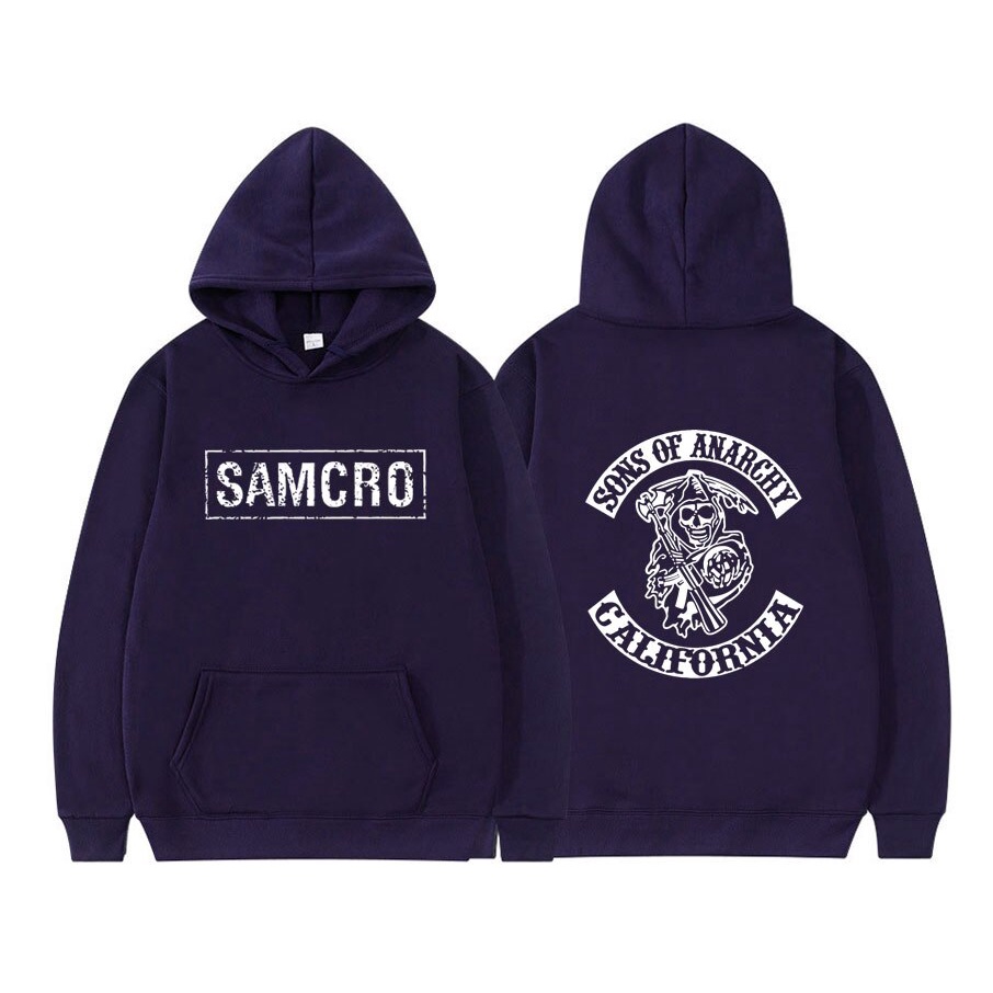 เสื้อกันหนาว มีฮู้ด พิมพ์ลาย Sons Of Anarchy Samcro แบบสองด้าน สําหรับผู้ชาย