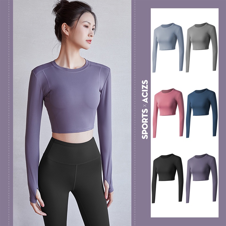 เสื้อเล่นโยคะ ชุดกีฬาผู้หญิง ชุดออกกำลังกายแขนยาว [กทม. พร้อมส่ง]