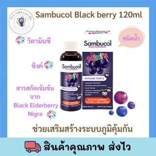 Sambucol Black Elderberry Minis Liquid 120 ml. แซมบูคอล แบล็ค เอลเดอร์เบอร์รี่ มินิส์ ชนิดน้ำ 1 ขวด บรรจุ 120 มล.