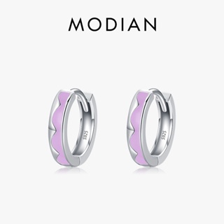 Modian ต่างหูห่วง เงินแท้ 925 สีชมพู สไตล์ยุโรป โรแมนติก เครื่องประดับ สําหรับผู้หญิง งานแต่งงาน ของขวัญ