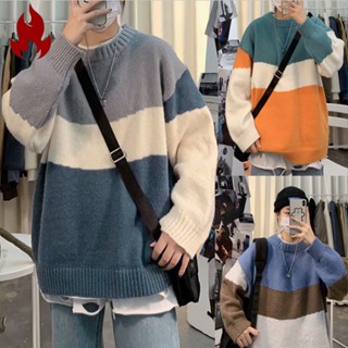 HOTMAN เสื้อกันหนาว เสื้อกันหนาวผชฤดูใบไม้ร่วงและฤดูหนาวเสื้อกันหนาวผู้ชายหลวมเกาหลีรุ่น bottoming เสื้อสไตล์ฮ่องกงคู่สีจับคู่เสื้อกันหนา
