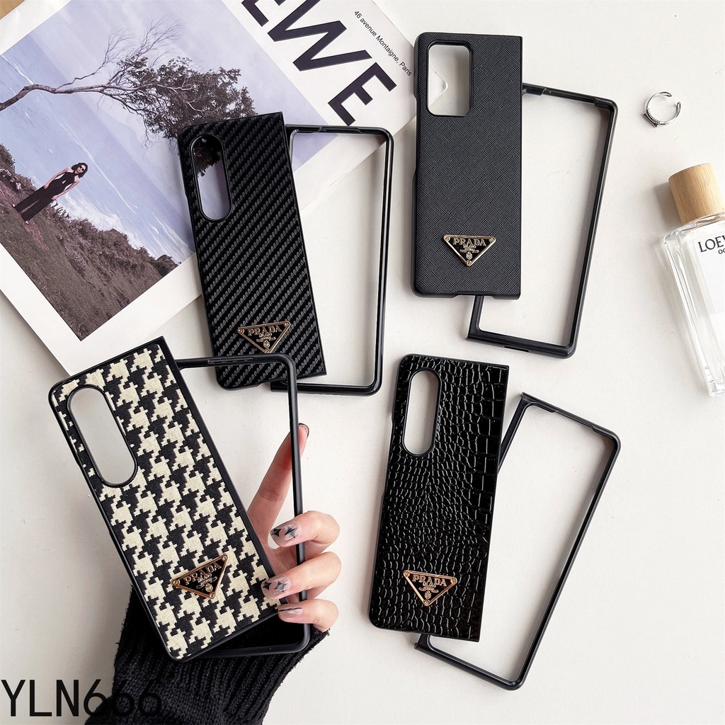 สําหรับ Samsung Galaxy Z พับ 6 5 4 3 2 การออกแบบที่ไม่ซ้ํากันผ้าเคสโทรศัพท์สําหรับ Galaxy Z Fold6 คลาสสิก Vintage หรูหราหนังออกแบบพับกลับเคสโทรศัพท์ protector