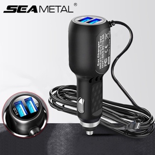 SEAMETAL QC3.0 ที่ชาร์จในรถยนต์ อะแดปเตอร์ไฟ ที่ชาร์จโทรศัพท์ USB คู่พร้อมสาย Mini Micro USB สําหรับโทรศัพท์มือถือ DASH CAM DVR ชาร์จ