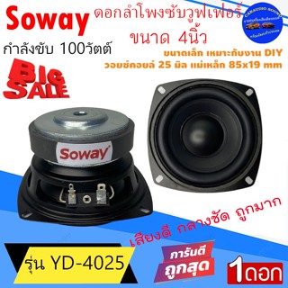 ลดกระหน่ำ ถูกแสนถูก!!! ขายต่อดอก SOWAY รุ่น YD-4025 ลำโพงซับวูฟเฟอร์ ดอกลำโพง 4นิ้ว 100วัตต์ เสียงดี รับประกัน