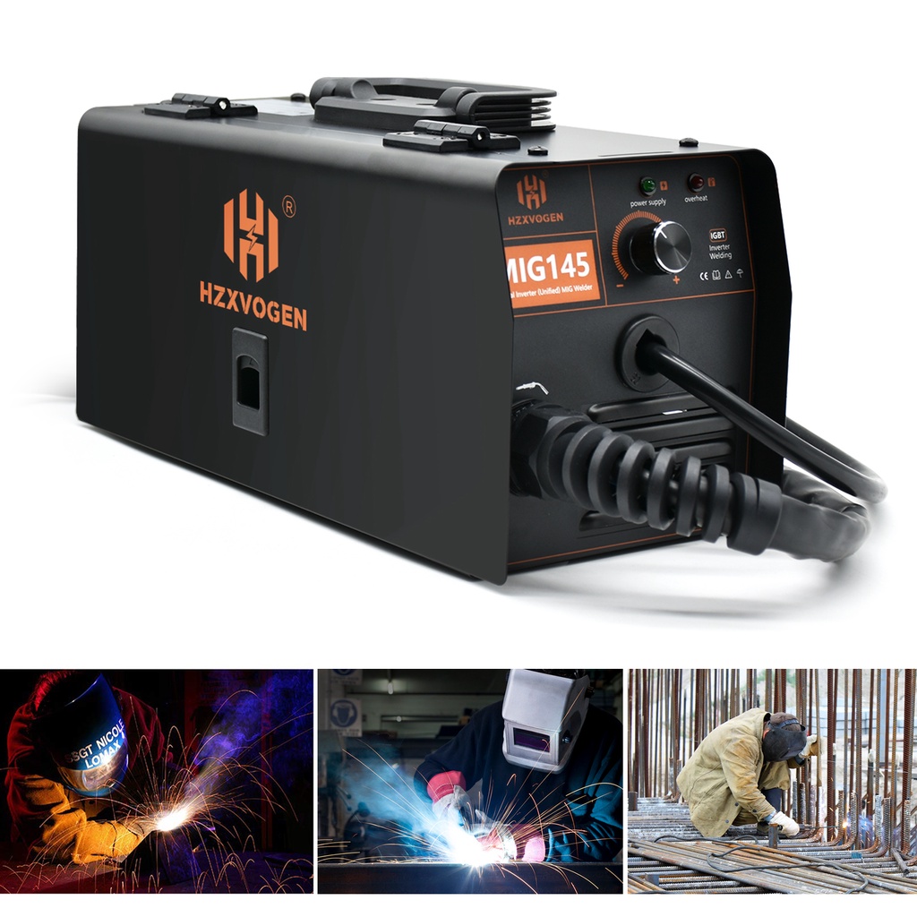 220V HZXVOGEN Mig Welder MIG145 No Gas Gasless Semi-automatic Welding Machine Fit 0.6/0.8mm Flux Cor