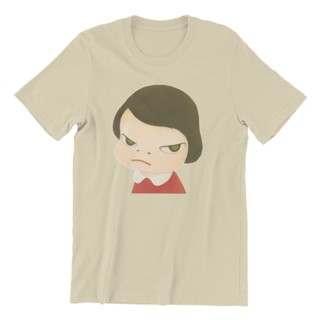 เสื้อสีขาว ผู้ชาย Yoshitomo Nara สาวภาพวาดเสื้อยืด 100% เสื้อผ้าผ้าฝ้ายตลกแขนสั้นแขนสั้นคอกลมเสื้อยืดผู้ใหญ่เสื้อยืด