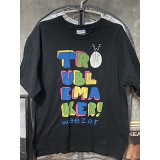 Weezer Troublemaker Tour 2009 Hanes T-Shirt Sz L เสื้อ