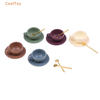 Cooltoy ถ้วยกาแฟจิ๋ว ช้อนซอส สําหรับตกแต่งบ้านตุ๊กตา 3 ชิ้น ต่อชุด