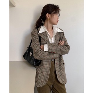 cpjgirlxx | Cambridge houndstooth woolen Jacket - 2col FW22 แจ็คเก็ตลายสก็อต ผ้าวูล วินเทจ