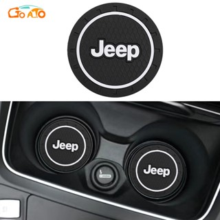 GTIOATO ที่รองแก้วน้ําในรถยนต์ แผ่นรองกันลื่น สำหรับ Jeep Cherokee Wrangler Grand Cherokee Compass