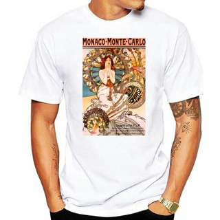 เสื้อยืดสวยๆ Alphonse Mucha โมนาโกมอนติคาร์โลเสื้อยืด Alphonse Mucha โมนาโกมอนตาสีน้ําศิลปินศิลปะจิตรกรจิตรกรหญิงจิตรกร