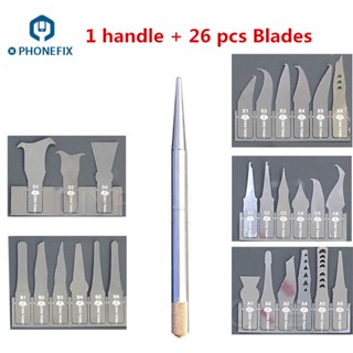 27 in 1 CPU Tool Kits BGA Repair Blade Set Ultra Thin PCB Scalpel Cutter Blades for iPhone Motherboard IC Chip Glue Remo