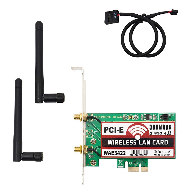 hotFullbag Dual Band 2.4GHz/5GHz PCIe 300Mbps Wireless Network Card WLAN WiFi Adapter With Bluetooth #4