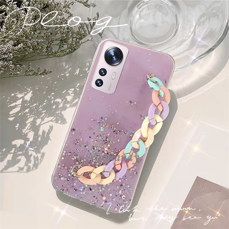 เคสโทรศัพท์ New Fashion Casing for Xiaomi Mi 12T Pro 12 Lite Pro POCO M5 M5S M4 C40 Redmi 10A 10 5G 4G Sequins Sparkling Clear Phone Case with Rainbow Bracelet TPU Transparet Soft Back Case เคส #6
