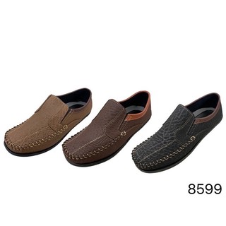 [ใส่โค้ด RABB06 ลด 5 บาท]🩴V-Minnute รุ่น 8599 🩴รองเท้าคัชชูชายลายหนังช้างแนวMoccasin(มอสคาซิน)