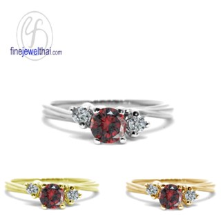 Finejewelthai-แหวนโกเมน-แหวนเงินแท้-แหวนพลอย-พลอยประจำเดือนเกิด-Garnet-Silver-Ring-R1292gm (เลือกสีตัวเรือนได้)