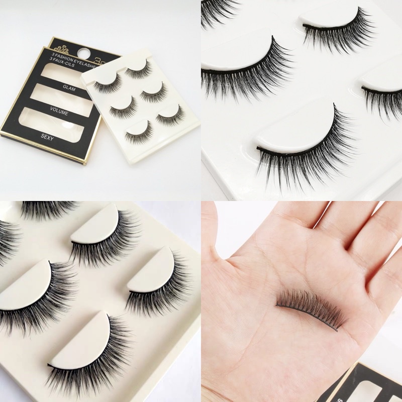 C-01🌟ขนตาปลอม 3Dขนตาปลอมธรรมชาติ3 คู่ Eyelashesขนตาปลอมแฮนเมดธรรมชาติ ขนตาขนมิงค์ แบบธรรมชาติ ติดง่าย นุ่มเหมือนขนตาจริง