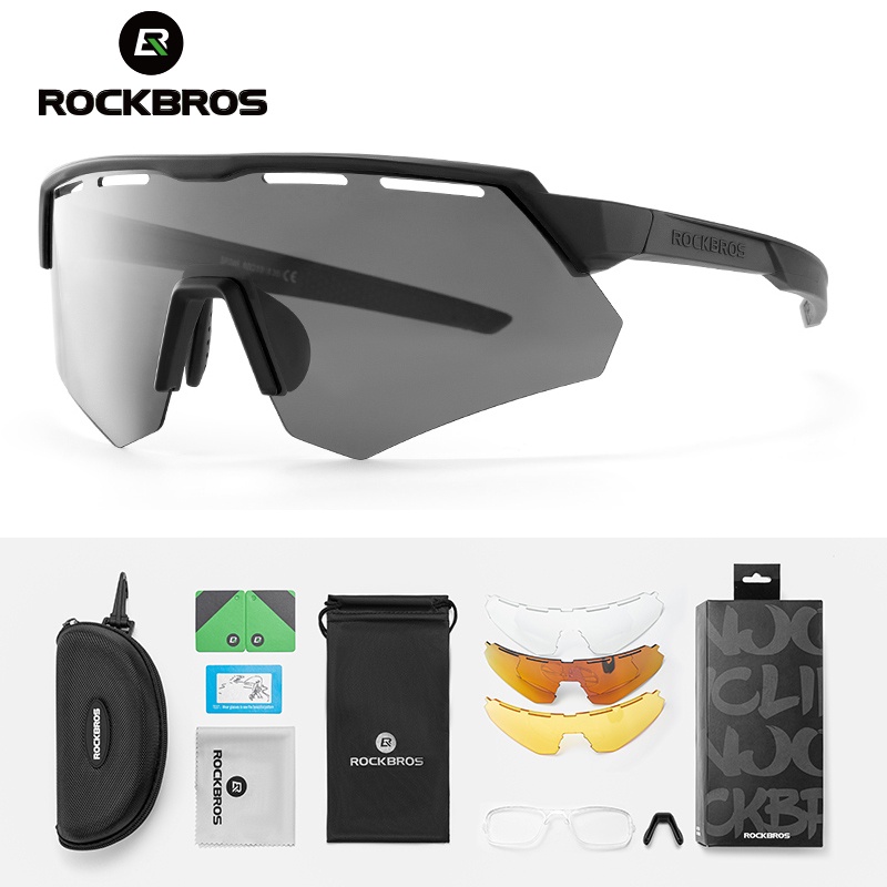【TH Delivery】ROCKBROS แว่นตากันแดด เลนส์โพลาไรซ์ 4 เลนส์ พร้อมกรอบแว่นสายตาสั้น สําหรับขี่จักรยาน เสือหมอบ เสือหมอบ ผู้ชาย ผู้หญิง