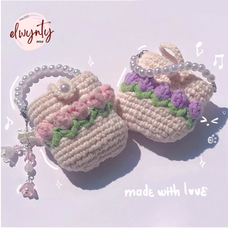 เคสป้องกันหูฟัง | กระเป๋าทิวลิปขนสัตว์ปกป้องหูฟัง Apple