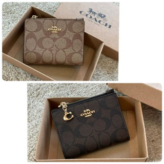 coach snap wallet in signature  canvas กระเป๋าสตางค์ใบสั้น ขนาดมินิ