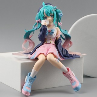 โมเดลตุ๊กตาฟิกเกอร์ Hatsune Miku Hatsune Miku PVC สีชมพู สําหรับตกแต่งรถยนต์