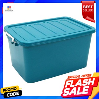 กล่องพลาสติกอเนกประสงค์ รุ่นปิรามิด ขนาด 80 ลิตร สีเขียวทึบMultipurpose plastic box, pyramid model, size 80 liters, soli