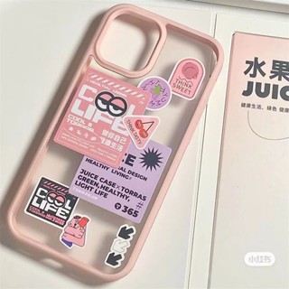 เคสป้องกันโทรศัพท์มือถือ ลายฉลาก สีชมพู สไตล์เกาหลี ญี่ปุ่น สําหรับ Apple Iphone 13Pro Max xsmax 11 8plus 12 xr WCS9