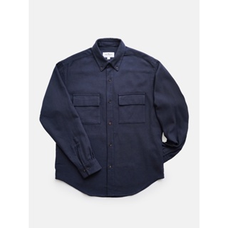 [JBB*] NAVY BLUE BROKEN TWILL COTTON OVERSHIRT WITH SIDE POCKET เจบีบี เสื้อลำลองผู้ชาย เสื้อคลุม ผ้าคอตตอน สีกรม