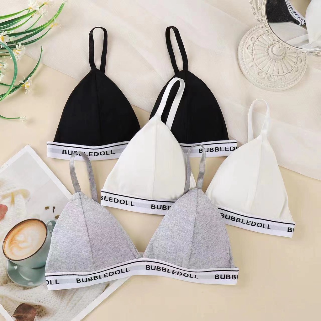 พร้อมส่ง💥LadyCloset Shop💥(N682) บราสายเดี่ยว ขอบยางลายตัวอักษร มีฟองน้ำปรับสายได้