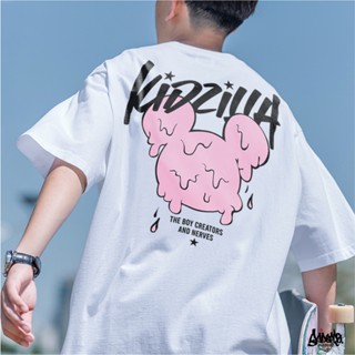 🔥 11.11 SALE 🔥 ® เสื้อยืดเด็ก Oversize รุ่น Kidzila สีขาว แนวสตรีท Boy&amp;Girl เด็กผู้ชาย หญิง Kols