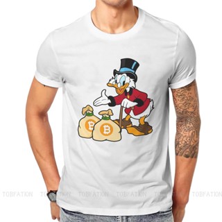 เสื้อยืดเปล่า Bitcoin Cryptocurrency Meme Hodl Scrooge เป็ด Tshirt วินเทจกรันจ์ผู้ชายเสื้อยืดท็อปส์คอตตอน Crewneck เสื้อ