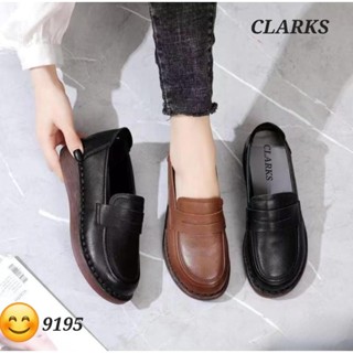 Clarks 9195 รองเท้าหนังแท้ แบบสวม สําหรับผู้หญิง