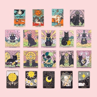 เข็มกลัด รูปไพ่ทาโรต์ โครงกระดูกดวงอาทิตย์ เข็มทิศ สไตล์พังก…