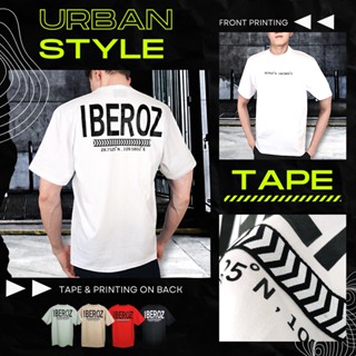 IBEROZ เสื้อยืด แนวสตรีท สกรีนลาย ติดเทป รุ่นS-IBZTAPE