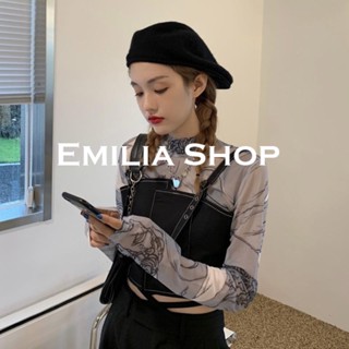 EMILIA SHOP  เสื้อครอป เสื้อ เสื้อผ้าแฟชั่นผู้หญิง เข้ารูป เซ็กซี่ สไตล์เกาหลี สําหรับผู้หญิง 2022 ใหม่  รุ่นใหม่ พิเศษ ทันสมัย ทันสมัย ES220194 36Z230909