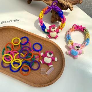 สตรอเบอร์รี่ หมี สร้อยข้อมือ Diy มือถัก Scrunchie คู่รัก สร้อยข้อมือ Scrunchie BFF Scrunchie แฟชั่น เครื่องประดับสําหรับเด็กผู้หญิง