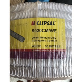 ท่ออ่อนลายลูกฟูกสีขาว 20mm CLIPSAL 9020cm/we WHITE 50METRES