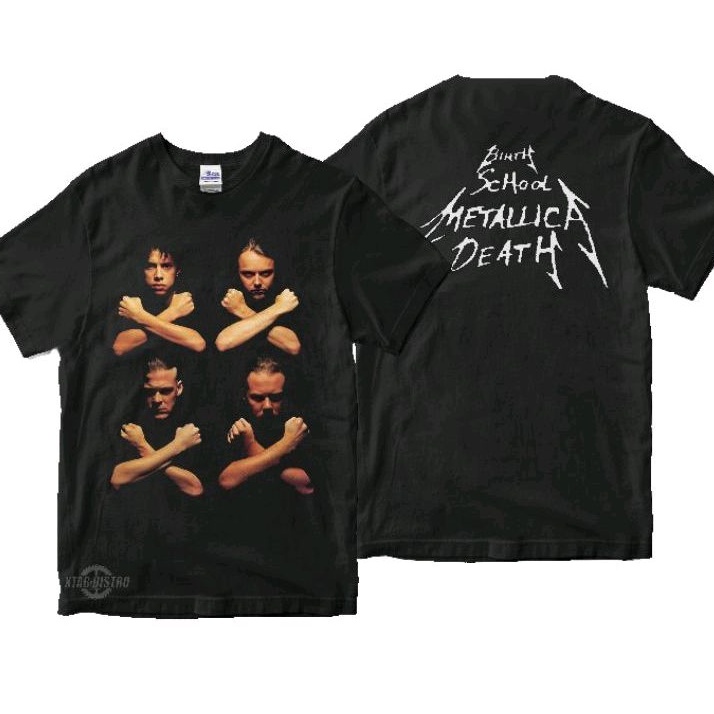 เสื้อยืด METALLICA Birth death Cross arms เสื้อยืดพรีเมี่ยม Metallica rock ใส่เสื้อยืดวงดนตรี sandman