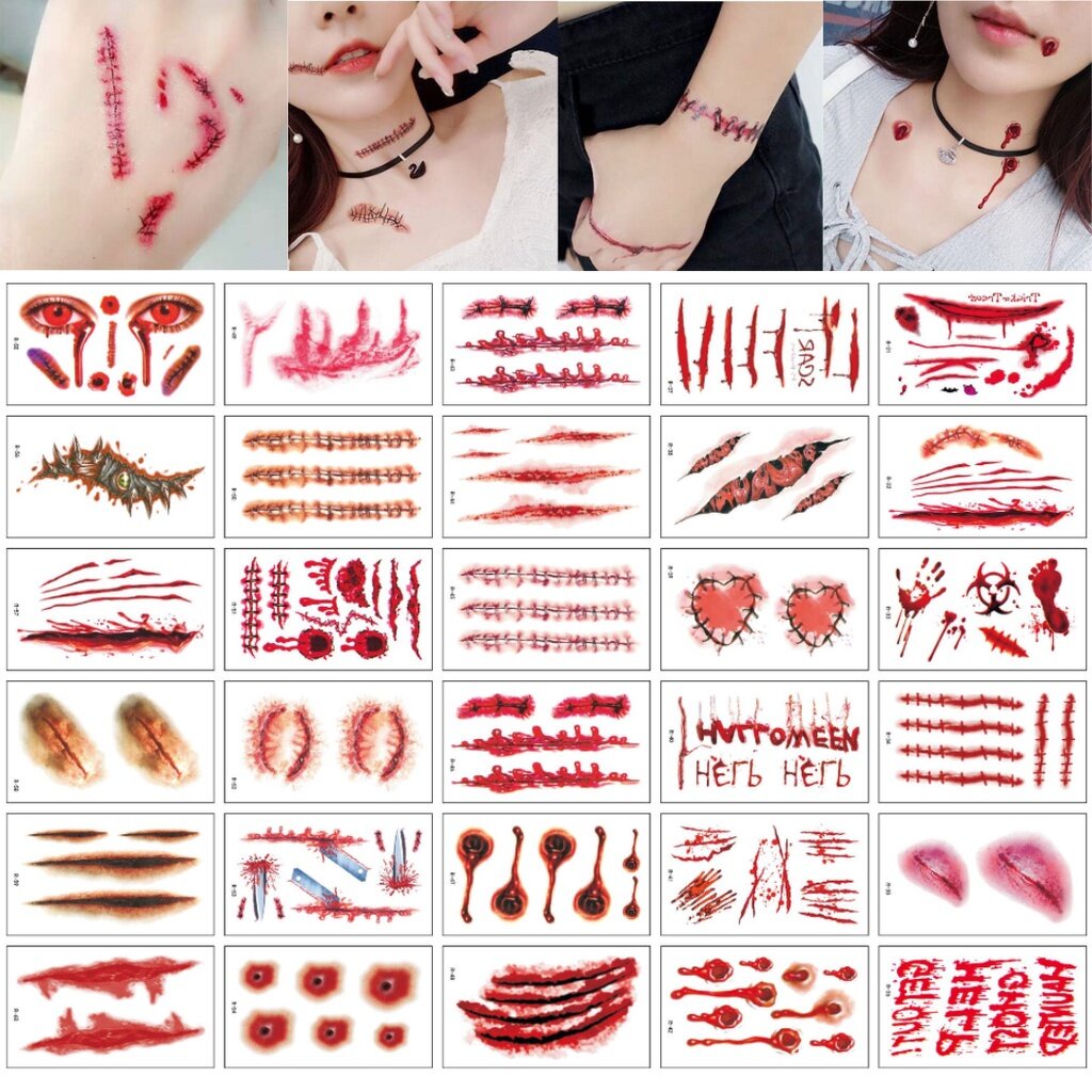 [พร้อมส่ง] แทททูลายฮาโลวีน สติ๊กเกอร์ Tattoo ฟักทอง ผีน้อย ติดตัวไปปาร์ตี้ ติดผิวแฟนซี ติดทน กันน้ำ (R-31 - R-60)