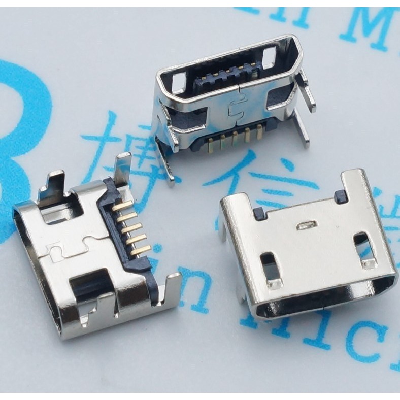 ปลั๊กทองแดงสี่ขาเสียบไมโคร USB 5P 7.2 ปลั๊ก 4 ขาแบบแบนรีดขอบช่องเสียบ USB ไมค์