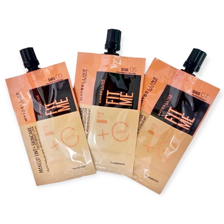 1 ซอง***  รองพื้น รองพื้นซอง เมย์เบลลีน ฟิตมี เฟรช ทิ้นท์ วิตซี Maybelline Fit Me Fresh Tint SPF50 +