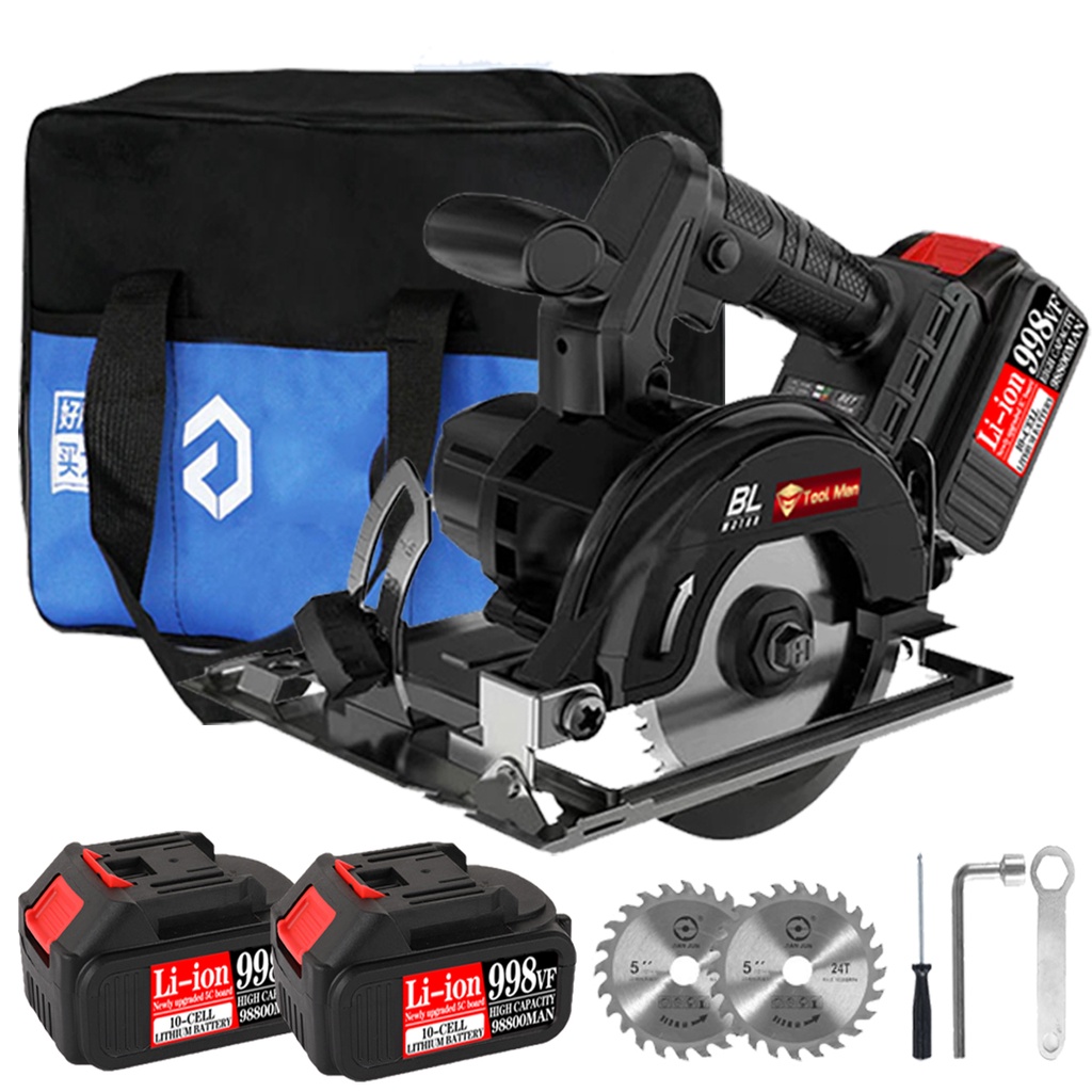 998VF 20V 4 นิ้วเลื่อยวงเดือนไร้สาย 2 แบตเตอรี่ Pruning Chainsaw สวนสาขา Trimmer Saw เครื่องมือเปลี่