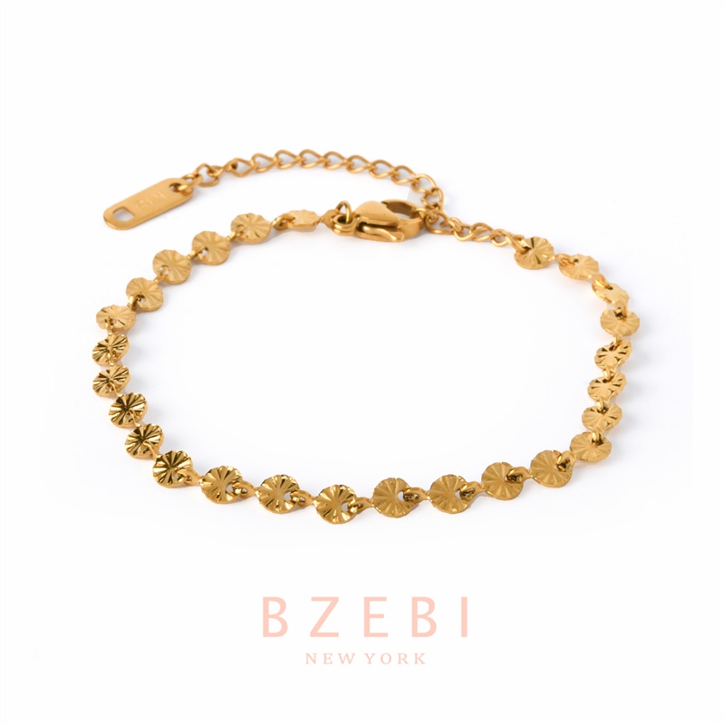 BZEBI สร้อยข้อมือ แฟชั่น ครึ่งสลึง ทองแท้ ทอง ผู้หญิง กำไลข้อมือ กำไลแฟชั่น เครื่องประดับ สไตล์เกาหลี สําหรับผู้หญิง 978b