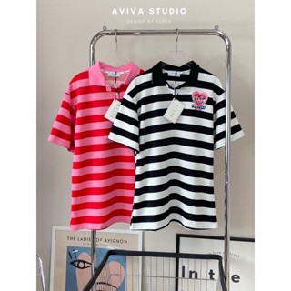 🇰🇷AVIVA - เสื้อยืด POLO คอปก การ์ตูน