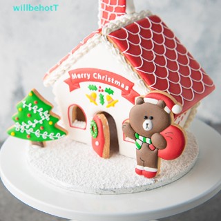 [WillbehotT] 8Pcs DIY Plastic Cookie Cutter Set 3D Christmas Gingerbread House Mould [NEW]