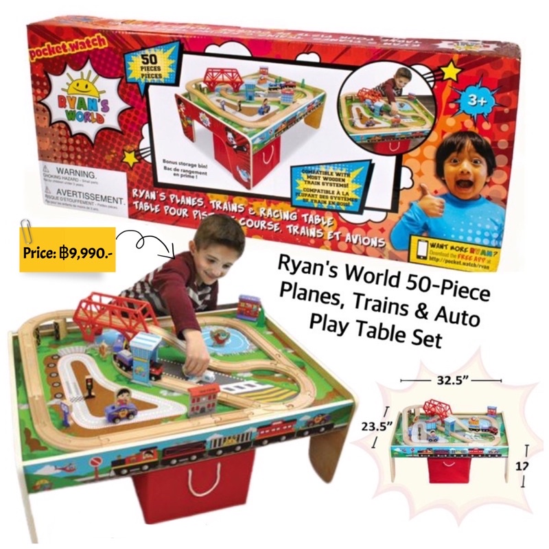 Ryan's World 50-Piece Planes, Trains &amp; Auto Play Table Set