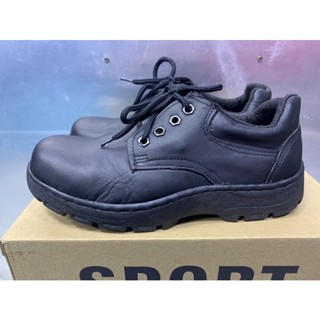 รองเท้าหัวเหล็ก Safety หนังแท้ (size39-45) สีดำ